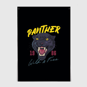 Постер с принтом Пантера 1986 в Ухте, 100% бумага
 | бумага, плотность 150 мг. Матовая, но за счет высокого коэффициента гладкости имеет небольшой блеск и дает на свету блики, но в отличии от глянцевой бумаги не покрыта лаком | 1986 | panther | джунгли | дикая | кошка | пантера