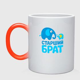 Кружка хамелеон с принтом Старший брат в Ухте, керамика | меняет цвет при нагревании, емкость 330 мл | Тематика изображения на принте: бабушка | брат | дедушка | дочь | любовь | мама | папа | семья | сестра | сын