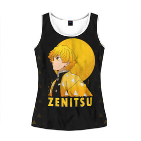 Женская майка 3D с принтом ZENITSU Kimetsu no Yaiba в Ухте, 100% полиэстер | круглая горловина, прямой силуэт, длина до линии бедра | demon slayer | kamado | kimetsu no yaiba | nezuko | tanjiro | аниме | гию томиока | зеницу агацума | иноске хашибира | камадо | клинок | корзинная девочка | манга | музан кибуцуджи | незуко | рассекающий демонов | танджиро