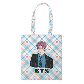 Шоппер 3D с принтом BTS anime style в Ухте, 100% полиэстер | Плотность: 200 г/м2; Размер: 34×35 см; Высота лямок: 30 см | bts | k pop | kpop | rm | аниме | бтс | ви | джей хоуп | джонгук | кпоп | сюга | чимин | чин | япония