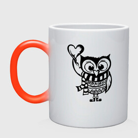 Кружка хамелеон Сова с сердцем: в Ухте, керамика | меняет цвет при нагревании, емкость 330 мл | owl | owls | сова | совушка | совы | филин | фраза | юмор