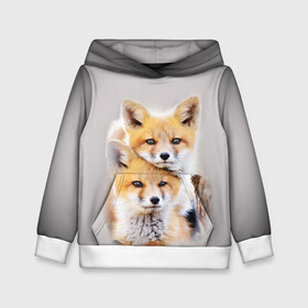 Детская толстовка 3D с принтом Лисята в Ухте, 100% полиэстер | двухслойный капюшон со шнурком для регулировки, мягкие манжеты на рукавах и по низу толстовки, спереди карман-кенгуру с мягким внутренним слоем | детеныши | животные | лиса | лисенок | лисичка | лисята | природа | рыжая