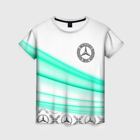Женская футболка 3D МЕРСЕДЕС АКВА / AQUA: в Ухте, 100% полиэфир ( синтетическое хлопкоподобное полотно) | прямой крой, круглый вырез горловины, длина до линии бедер | amg | auto | car | mercedes | mercedes benz | pattern. | sport car | авто | автомобиль | аква | аквамарин | амг | белый | линии | мерс | мерседес бенз | спорт | узор