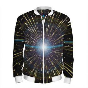Мужской бомбер 3D с принтом Неоновые стрелы в Ухте, 100% полиэстер | застегивается на молнию, по бокам два кармана без застежек, по низу бомбера и на воротнике - эластичная резинка | космос | лучи | неон | пространство | сияние | стрелы