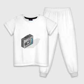Детская пижама хлопок с принтом Кассетный плеер в Ухте, 100% хлопок |  брюки и футболка прямого кроя, без карманов, на брюках мягкая резинка на поясе и по низу штанин
 | 90 е | 90s | music | oldschool | player | кассета | кассетный плеер | музыка | плеер