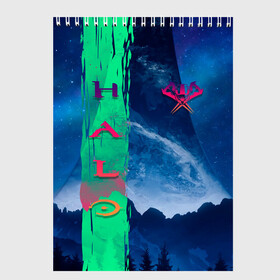 Скетчбук с принтом HALO Ring в Ухте, 100% бумага
 | 48 листов, плотность листов — 100 г/м2, плотность картонной обложки — 250 г/м2. Листы скреплены сверху удобной пружинной спиралью | Тематика изображения на принте: game | games | halo | heilo | master chif | spartan | игра | игры | ковенант | ковенанты | мастер чиф | спартанец | хало | хейло | хэйло