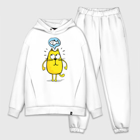 Мужской костюм хлопок OVERSIZE с принтом Кот мечтает о рыбе в Ухте,  |  | cat | kitty | киска | кот | котик | котэ | кошечка | кошка | пушистик