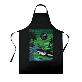 Фартук 3D Surf shark: в Ухте, 100% полиэстер | общий размер — 65 х 85 см, ширина нагрудника — 26 см, горловина — 53 см, длина завязок — 54 см, общий обхват в поясе — 173 см. Принт на завязках и на горловине наносится с двух сторон, на основной части фартука — только с внешней стороны | shark | акула | вода | море | океан | остров | отпуск | пальмы | серфинг