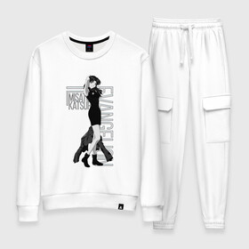 Женский костюм хлопок с принтом Евангелион в Ухте, 100% хлопок | на свитшоте круглая горловина, мягкая резинка по низу. Брюки заужены к низу, на них два вида карманов: два 