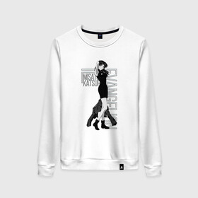 Женский свитшот хлопок с принтом Евангелион в Ухте, 100% хлопок | прямой крой, круглый вырез, на манжетах и по низу широкая трикотажная резинка  | evangelion | misato katsuragi | neon genesis evangelion | евангелион | мисато кацураги | пилот