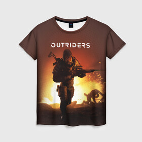 Женская футболка 3D с принтом Technomancer в Ухте, 100% полиэфир ( синтетическое хлопкоподобное полотно) | прямой крой, круглый вырез горловины, длина до линии бедер | devastator | outriders | outsiders | people can fly | pyromancer | square enix | technomancer | trickster | аутрайдерс