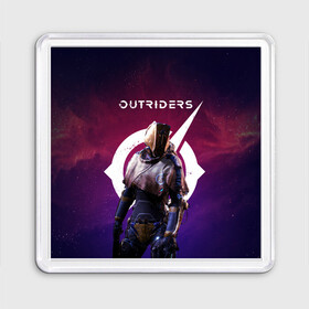 Магнит 55*55 с принтом Outriders в Ухте, Пластик | Размер: 65*65 мм; Размер печати: 55*55 мм | Тематика изображения на принте: devastator | outriders | outsiders | people can fly | pyromancer | square enix | technomancer | trickster | аутрайдерс