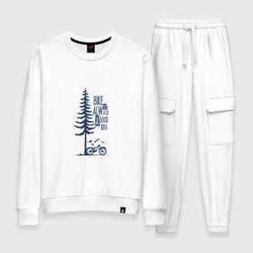 Женский костюм хлопок с принтом Gooood Idea в Ухте, 100% хлопок | на свитшоте круглая горловина, мягкая резинка по низу. Брюки заужены к низу, на них два вида карманов: два 