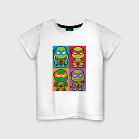 Детская футболка хлопок с принтом Ninja Turtles в Ухте, 100% хлопок | круглый вырез горловины, полуприлегающий силуэт, длина до линии бедер | donatello | leonardo | michelangelo | ninja | pizza | raphael | turtles | донателло | животные | карате | комикс | комиксы | леонардо | микеланджело | мультфильм | мутант | мутанты | ниндзя | пицца | рафаэль | сплинтер | супергерой