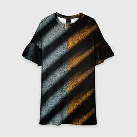 Детское платье 3D с принтом SHADOW в Ухте, 100% полиэстер | прямой силуэт, чуть расширенный к низу. Круглая горловина, на рукавах — воланы | shadow | наполовину | полосатое | тень