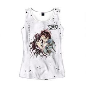 Женская майка 3D с принтом Танджиро и Незуко Камадо в Ухте, 100% полиэстер | круглая горловина, прямой силуэт, длина до линии бедра | demon slayer | kamado | kimetsu no yaiba | nezuko | tanjiro | аниме | гию томиока | зеницу агацума | иноске хашибира | камадо | клинок | корзинная девочка | манга | музан кибуцуджи | незуко | рассекающий демонов | танджиро