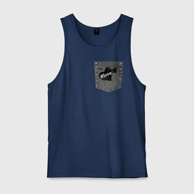 Мужская майка хлопок с принтом Карман любви в Ухте, 100% хлопок |  | Тематика изображения на принте: love | булавка | джинсовый карман | сердца | хэштег