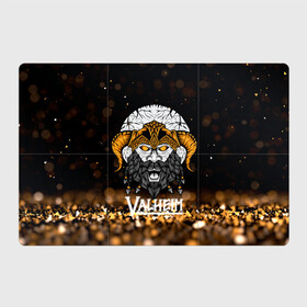 Магнитный плакат 3Х2 с принтом Valheim Viking Gold в Ухте, Полимерный материал с магнитным слоем | 6 деталей размером 9*9 см | Тематика изображения на принте: fantasy | mmo | valheim | valve | валхейм | вальхейм | викинги | выживалка | игра | королевская битва | ммо | ролевая игра | фэнтази