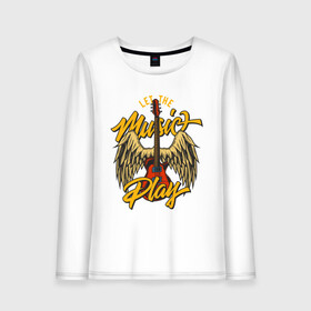 Женский лонгслив хлопок с принтом ГИТАРА И КРЫЛЬЯ в Ухте, 100% хлопок |  | guitar | guitar and wings | guitarist | music | rock | wings | гитара | крылья | метал | музыка | рок | хеви | хэви