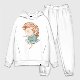 Мужской костюм хлопок OVERSIZE с принтом Девочка ежик кружится в танце в Ухте,  |  | Тематика изображения на принте: акварель | девочка | девушка | для девушки | ежик | зеленый | коричневый | лето | малышка | музыка | платье | танец