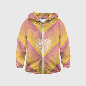 Детская ветровка 3D с принтом Сердечко АПВ 74ЛЖ в Ухте, 100% полиэстер | подол и капюшон оформлены резинкой с фиксаторами, по бокам два кармана без застежек, один потайной карман на груди | qr код | амулет | антивирус | антидепрессант | антистресс | градиент | желтый | иммуномодулятор | коллаж | лиловый | оберег | сердечко | талисман