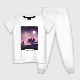 Детская пижама хлопок с принтом Horizon fight в Ухте, 100% хлопок |  брюки и футболка прямого кроя, без карманов, на брюках мягкая резинка на поясе и по низу штанин
 | action | aloy | game | games | horizon zero down | rpg | визор | игра | игры | рпг | харайзен зиро дон | хорайзен зира давн | экшен | элой