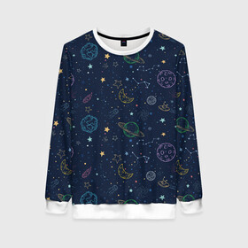 Женский свитшот 3D с принтом Созвездия в Ухте, 100% полиэстер с мягким внутренним слоем | круглый вырез горловины, мягкая резинка на манжетах и поясе, свободная посадка по фигуре | space | арт | звезды | корабли | космос | планеты | ракеты | созвездия