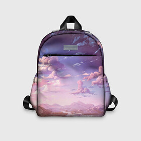 Детский рюкзак 3D с принтом Долина в Ухте, 100% полиэстер | лямки с регулируемой длиной, сверху петелька, чтобы рюкзак можно было повесить на вешалку. Основное отделение закрывается на молнию, как и внешний карман. Внутри дополнительный карман. По бокам два дополнительных кармашка | Тематика изображения на принте: valley | водопад | горы | небо | облака | река