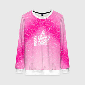 Женский свитшот 3D с принтом Лайк АПВ 85ЛБ в Ухте, 100% полиэстер с мягким внутренним слоем | круглый вырез горловины, мягкая резинка на манжетах и поясе, свободная посадка по фигуре | qr код | амулет | антивирус | антидепрессант | антистресс | белый | градиент | иммуномодулятор | коллаж | лайк | оберег | талисман | фуксия