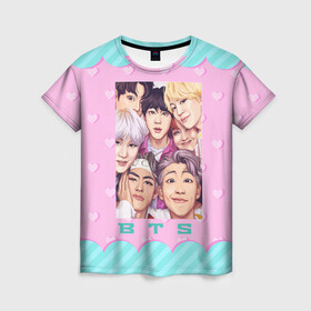 Женская футболка 3D с принтом BTS совместный портрет арт в Ухте, 100% полиэфир ( синтетическое хлопкоподобное полотно) | прямой крой, круглый вырез горловины, длина до линии бедер | Тематика изображения на принте: bts | k pop | kpop | rm | аниме | бтс | ви | джей хоуп | джонгук | кпоп | сюга | чимин | чин | япония