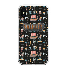 Чехол для iPhone XS Max матовый с принтом Valheim викинги паттерн в Ухте, Силикон | Область печати: задняя сторона чехла, без боковых панелей | Тематика изображения на принте: fantasy | mmo | valheim | valve | валхейм | вальхейм | викинги | выживалка | игра | королевская битва | ммо | ролевая игра | фэнтази