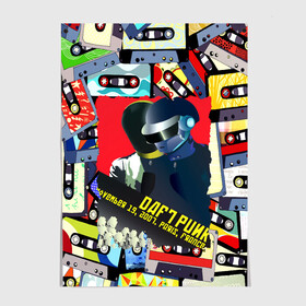 Постер с принтом Daft Punk Records в Ухте, 100% бумага
 | бумага, плотность 150 мг. Матовая, но за счет высокого коэффициента гладкости имеет небольшой блеск и дает на свету блики, но в отличии от глянцевой бумаги не покрыта лаком | by craig drake | daft punk | madeinkipish | thomas bangalter | дафт панк | маски | тома и ги мануэль