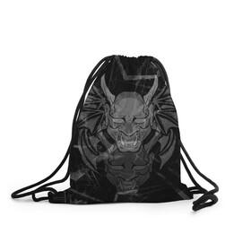 Рюкзак-мешок 3D с принтом The devil is inside в Ухте, 100% полиэстер | плотность ткани — 200 г/м2, размер — 35 х 45 см; лямки — толстые шнурки, застежка на шнуровке, без карманов и подкладки | evil | демон | дьявол | зло | клыки | крылья | монстр | рога | страшный | хоррор
