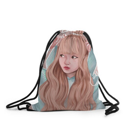 Рюкзак-мешок 3D с принтом Лиса Манобан (BLACKPINK) в Ухте, 100% полиэстер | плотность ткани — 200 г/м2, размер — 35 х 45 см; лямки — толстые шнурки, застежка на шнуровке, без карманов и подкладки | blackpink | девушка | знаменитость | лиса манобан | певица | рисунок