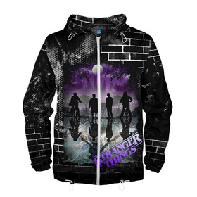 Мужская ветровка 3D с принтом Stranger Things |Странные дела в Ухте, 100% полиэстер | подол и капюшон оформлены резинкой с фиксаторами, два кармана без застежек по бокам, один потайной карман на груди | Тематика изображения на принте: netflix | stranger things | очень странные дела | сериал нетфликс | странные дела