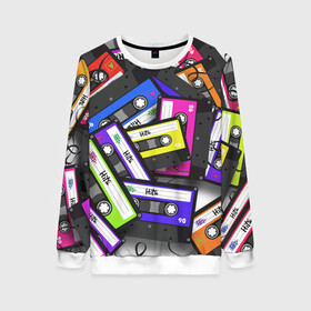 Женский свитшот 3D с принтом OLD SCHOOL в Ухте, 100% полиэстер с мягким внутренним слоем | круглый вырез горловины, мягкая резинка на манжетах и поясе, свободная посадка по фигуре | hits | music | кассета | музыка | пленка