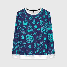 Женский свитшот 3D с принтом Поход в Ухте, 100% полиэстер с мягким внутренним слоем | круглый вырез горловины, мягкая резинка на манжетах и поясе, свободная посадка по фигуре | гора | грибы | змея | карта | кемпинг | комар | компас | костер | лес | медведь | нож | олень | палатка | панама | приключение | птицы | путешествие | растения | рога | тайга | топор | турист | шишки