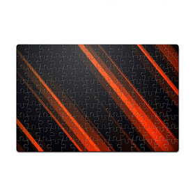 Пазл магнитный 126 элементов с принтом ORANGE Black в Ухте, полимерный материал с магнитным слоем | 126 деталей, размер изделия —  180*270 мм | Тематика изображения на принте: lines | линии | оранжевое | полосы | черное