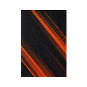 Обложка для паспорта матовая кожа с принтом ORANGE Black в Ухте, натуральная матовая кожа | размер 19,3 х 13,7 см; прозрачные пластиковые крепления | Тематика изображения на принте: lines | линии | оранжевое | полосы | черное