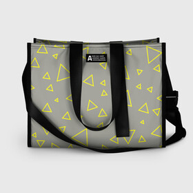 Сумка-шоппер 3D с принтом Желтый и серый | Yellow & gray в Ухте, 100% полиэстер | застегивается на металлическую кнопку; внутренний карман застегивается на молнию. Стенки укреплены специальным мягким материалом, чтобы защитить содержимое от несильных ударов
 | gray | triangle | yellow | желтый | серый | треугольник
