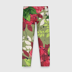 Детские леггинсы 3D с принтом neuro flower в Ухте, полиэстер 85%, спандекс 15% | эластичный пояс, зауженный крой | Тематика изображения на принте: green | листья | нейро сеть | паутина | природа | цветы