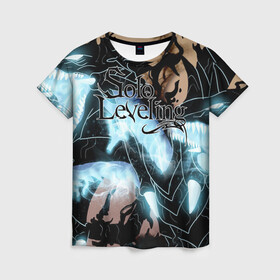 Женская футболка 3D с принтом Solo leveling в Ухте, 100% полиэфир ( синтетическое хлопкоподобное полотно) | прямой крой, круглый вырез горловины, длина до линии бедер | anime | manga | solo leveling | аниме | манга | поднятие уровня в одиночку | улыбка | хэллоуин