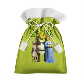 Подарочный 3D мешок с принтом Шрек Shrek в Ухте, 100% полиэстер | Размер: 29*39 см | Тематика изображения на принте: cartoon | fiona | shrek | болото | детям | комедия | кот в сапогах | мультик | огр | осел | персонажи мультфильмов | тролль | фиона | шрек