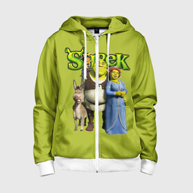 Детская толстовка 3D на молнии с принтом Шрек/Shrek в Ухте, 100% полиэстер |  манжеты и пояс оформлены широкой мягкой резинкой, двухслойный капюшон со шнурком для регулировки, спереди карманы и застежка-молния
 | Тематика изображения на принте: cartoon | fiona | shrek | болото | детям | комедия | кот в сапогах | мультик | огр | осел | персонажи мультфильмов | тролль | фиона | шрек