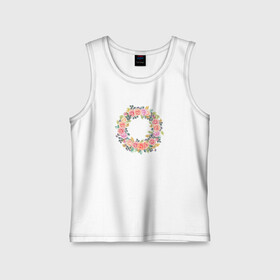 Детская майка хлопок с принтом Цветочный Венок в Ухте,  |  | растение | рисунок | розы | цветочный венок | цветы