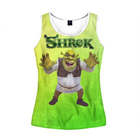 Женская майка 3D Шрек 20: в Ухте, 100% полиэстер | круглая горловина, прямой силуэт, длина до линии бедра | dreamworks | shrek | арт | лого | мультфильм | постер | шрек