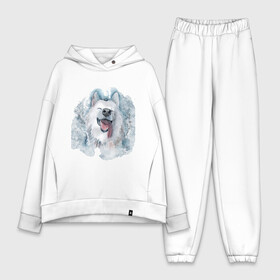 Женский костюм хлопок Oversize с принтом Самоед в Ухте,  |  | животные | лайка | питомцы | самоед | самоедская лайка | собака | собаки