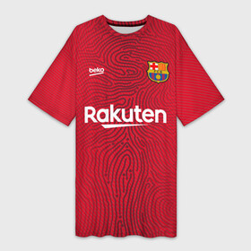Платье-футболка 3D с принтом FC Barcelona | Goalkeeper 2021 22 в Ухте,  |  | 0x000000123 | barca | barcelona | elclasico | la liga | messi | pre match | барса | барселона | классико | месси