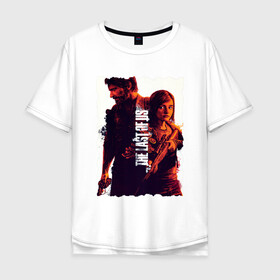 Мужская футболка хлопок Oversize с принтом Ellie&Joel в Ухте, 100% хлопок | свободный крой, круглый ворот, “спинка” длиннее передней части | Тематика изображения на принте: ellie | game | joel | naughty dog | part 2 | the last of us | zombie | джоэл | зомби | одни из нас | элли
