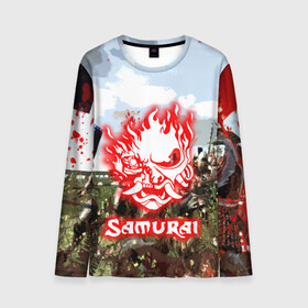 Мужской лонгслив 3D с принтом SAMURAI | CYBERPUNK в Ухте, 100% полиэстер | длинные рукава, круглый вырез горловины, полуприлегающий силуэт | 2077 | cd projekt red | cyberpunk | cyberpunk 2077 | game | samurai | арт | будущее | видеоигра | игра | киберпанк | киберпанк 2077 | киборг | киборги